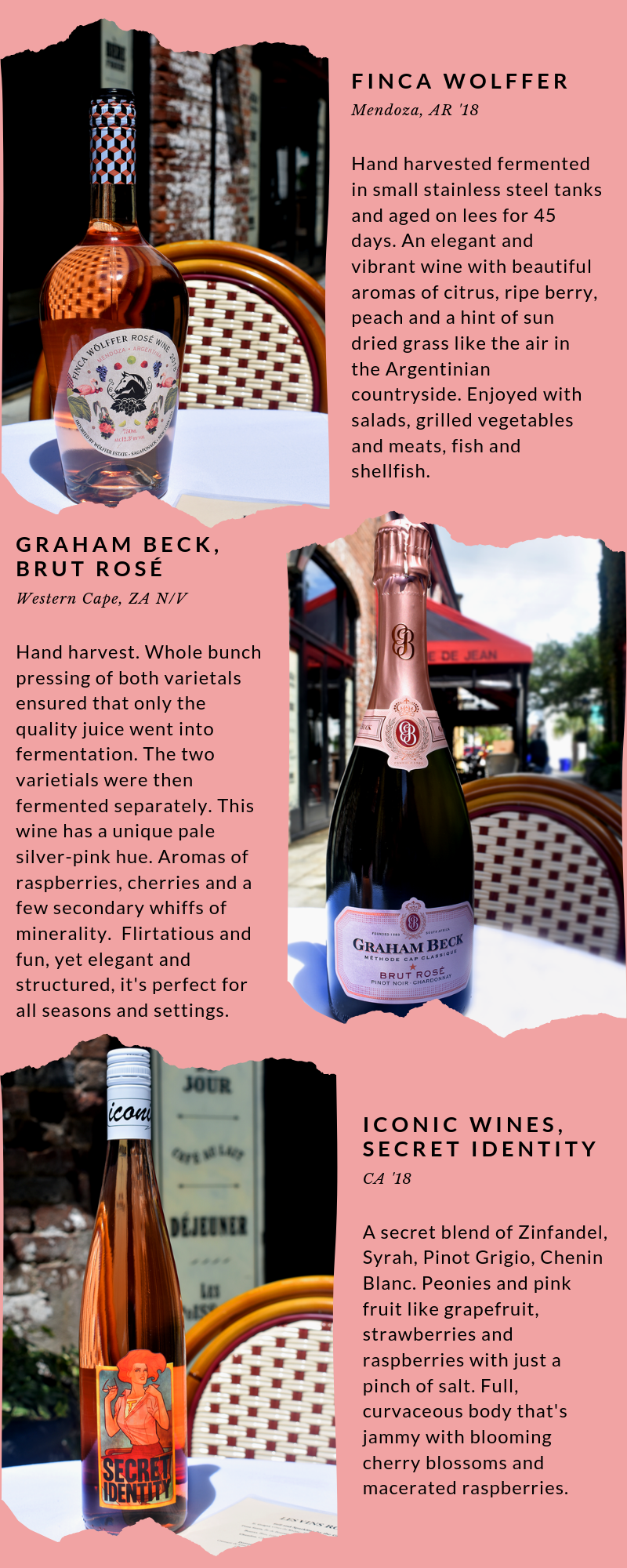 Canva image of the new rosé offerings at 39 Rue de Jean