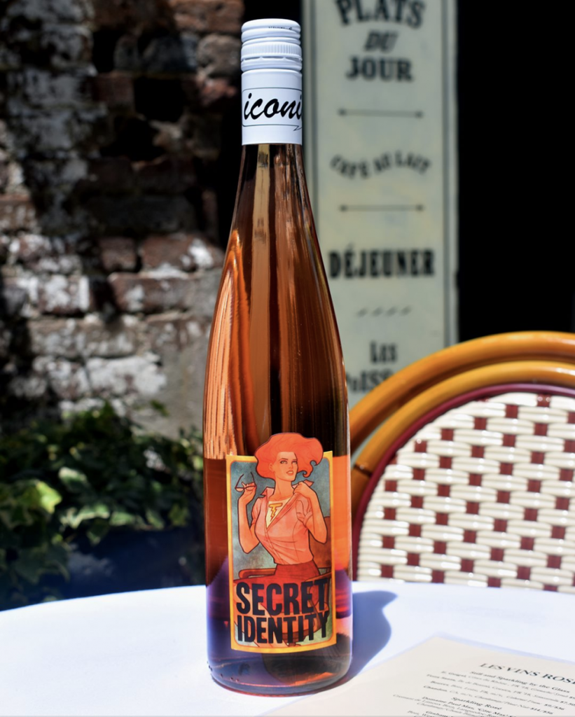 bottle of secret identity rosé at rue de jean